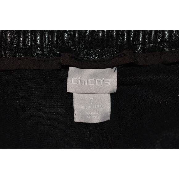 CHICO'S $99 Black Faux Leather Cropped Pant Elastic Waist Chico's 3 / US XL - Picture 3 of 3
